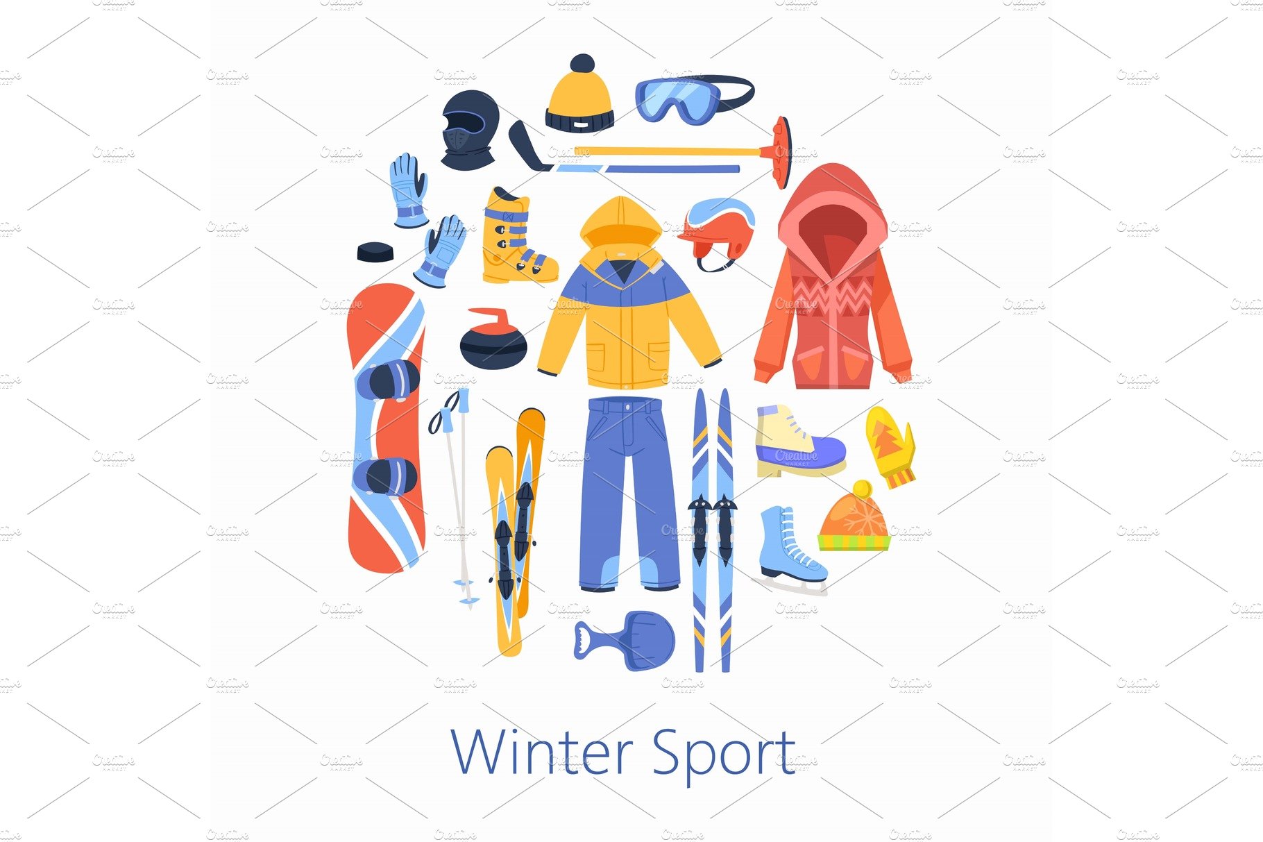 Winter sports accessories vector cover image.