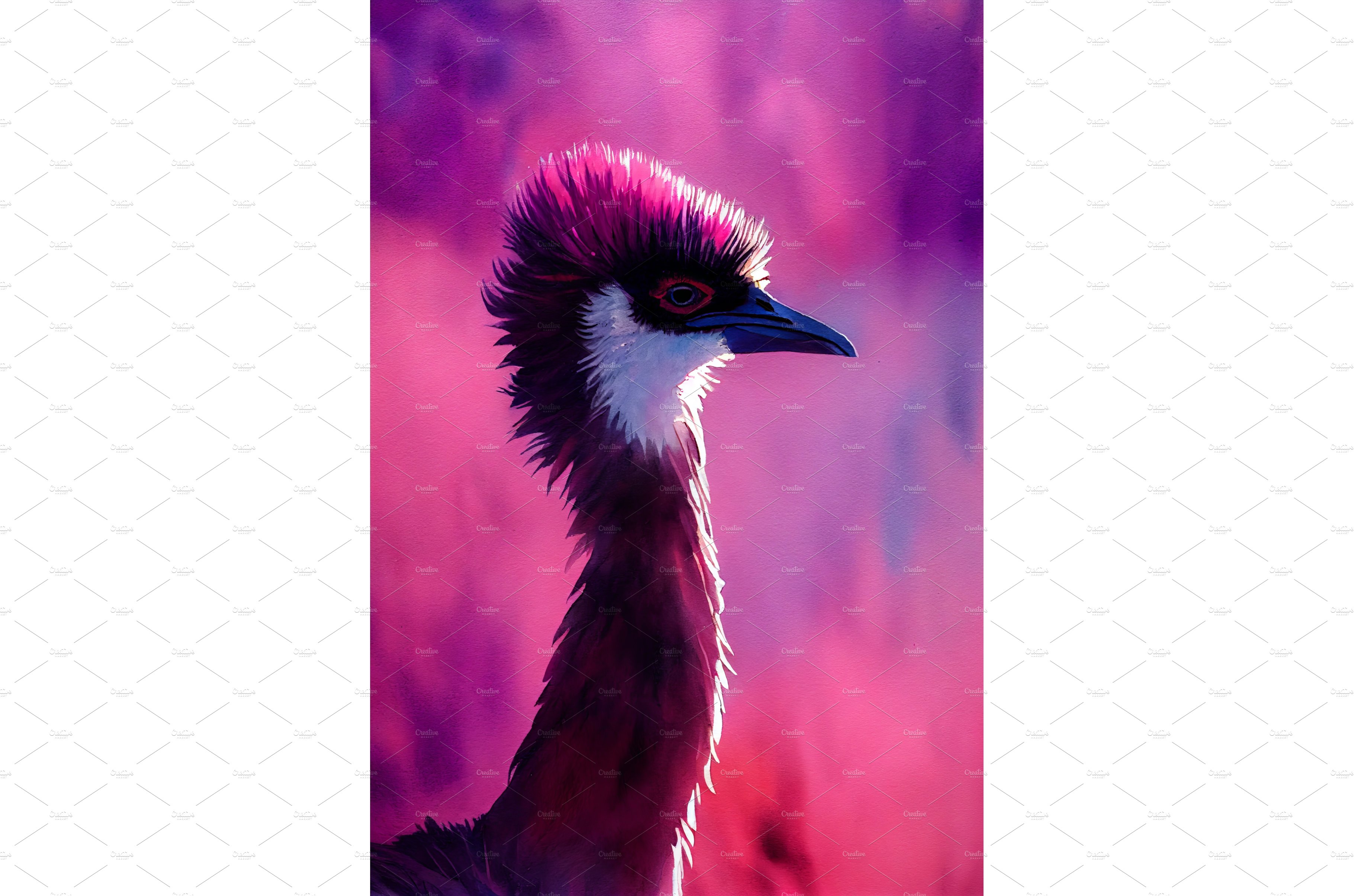 Watercolor portrait of cute emu cover image.