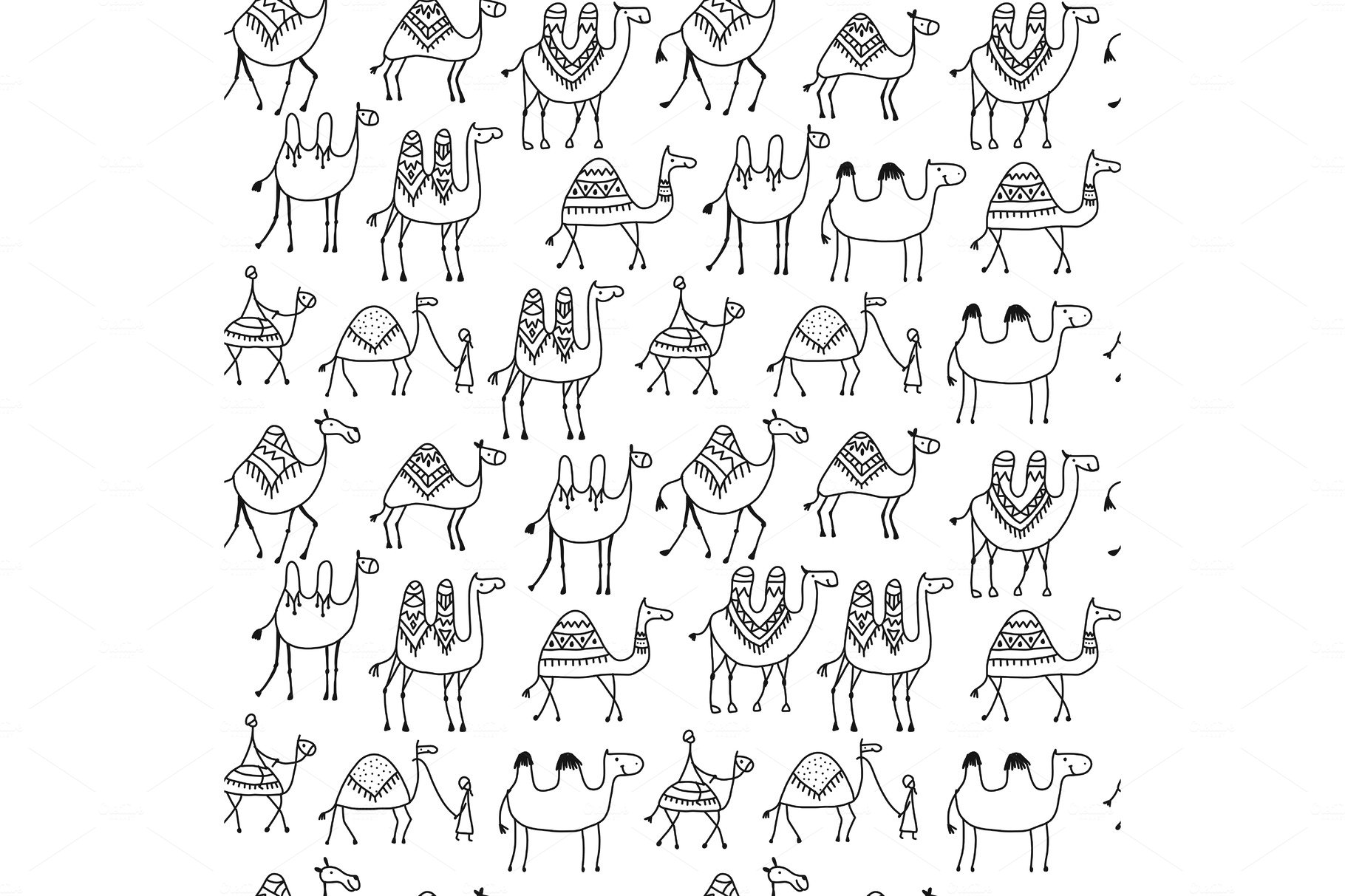 Camels caravan, seamless pattern for your design cover image.