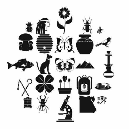 Bug icons set, simple style cover image.