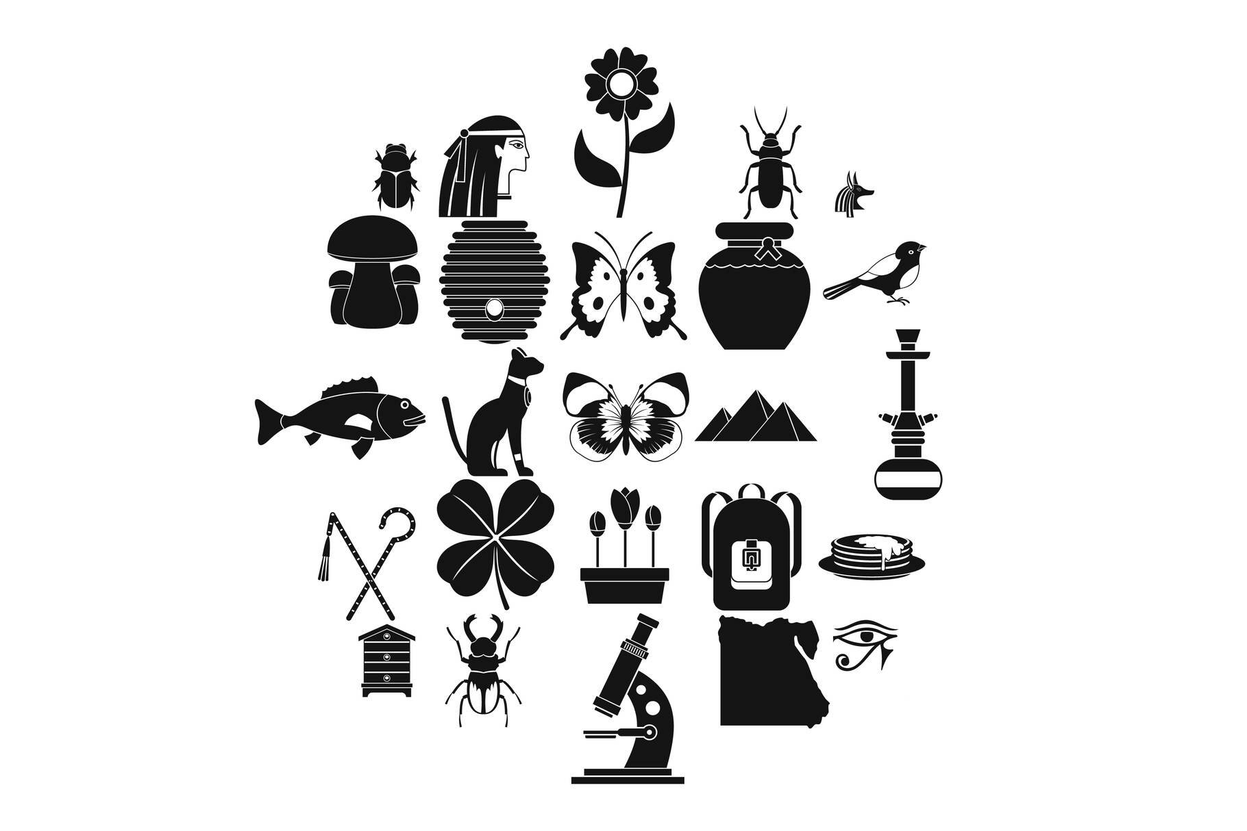 Bug icons set, simple style cover image.