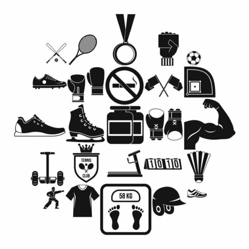 Sportsman icons set, simple style cover image.