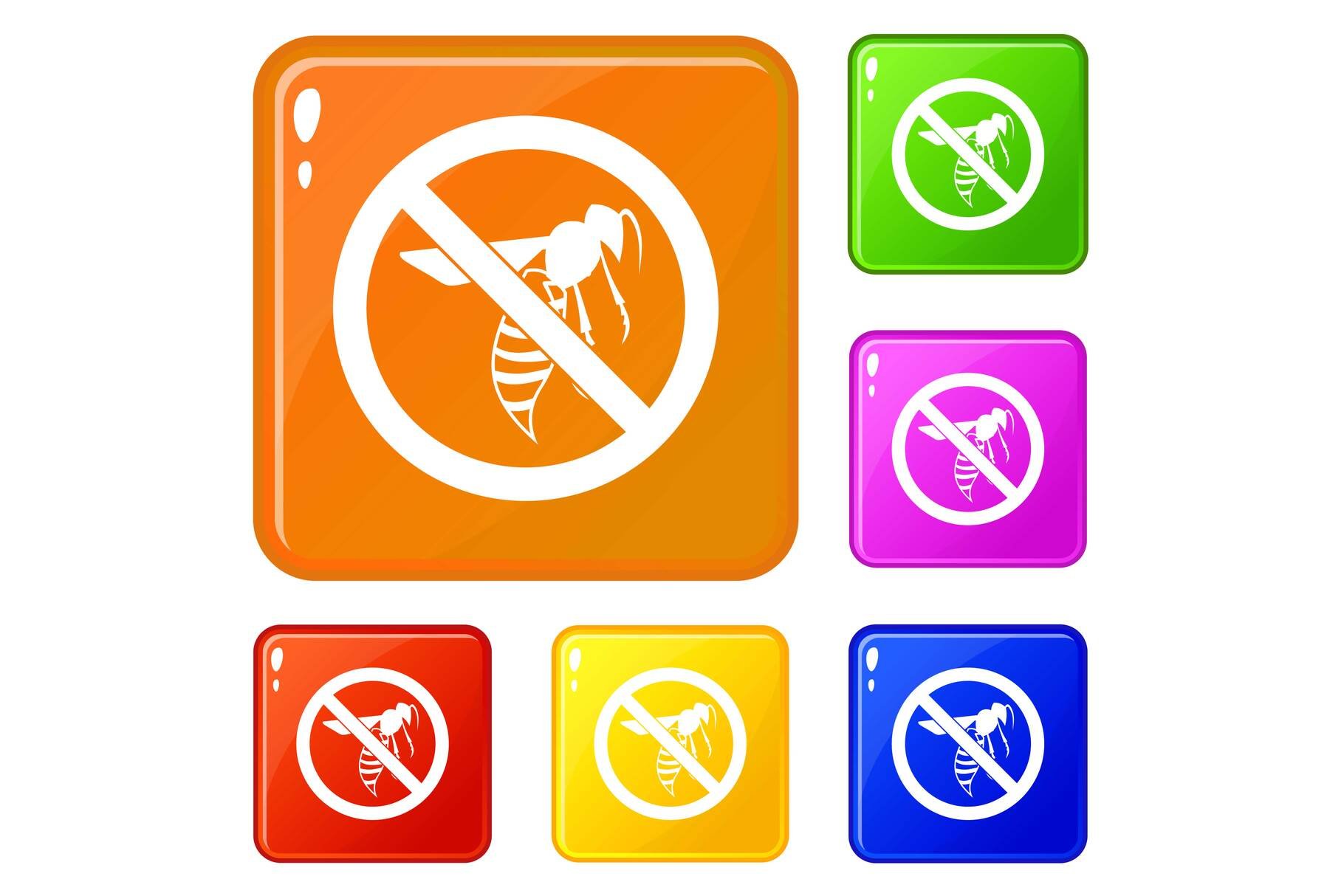 No wasp sign icons set vector color cover image.