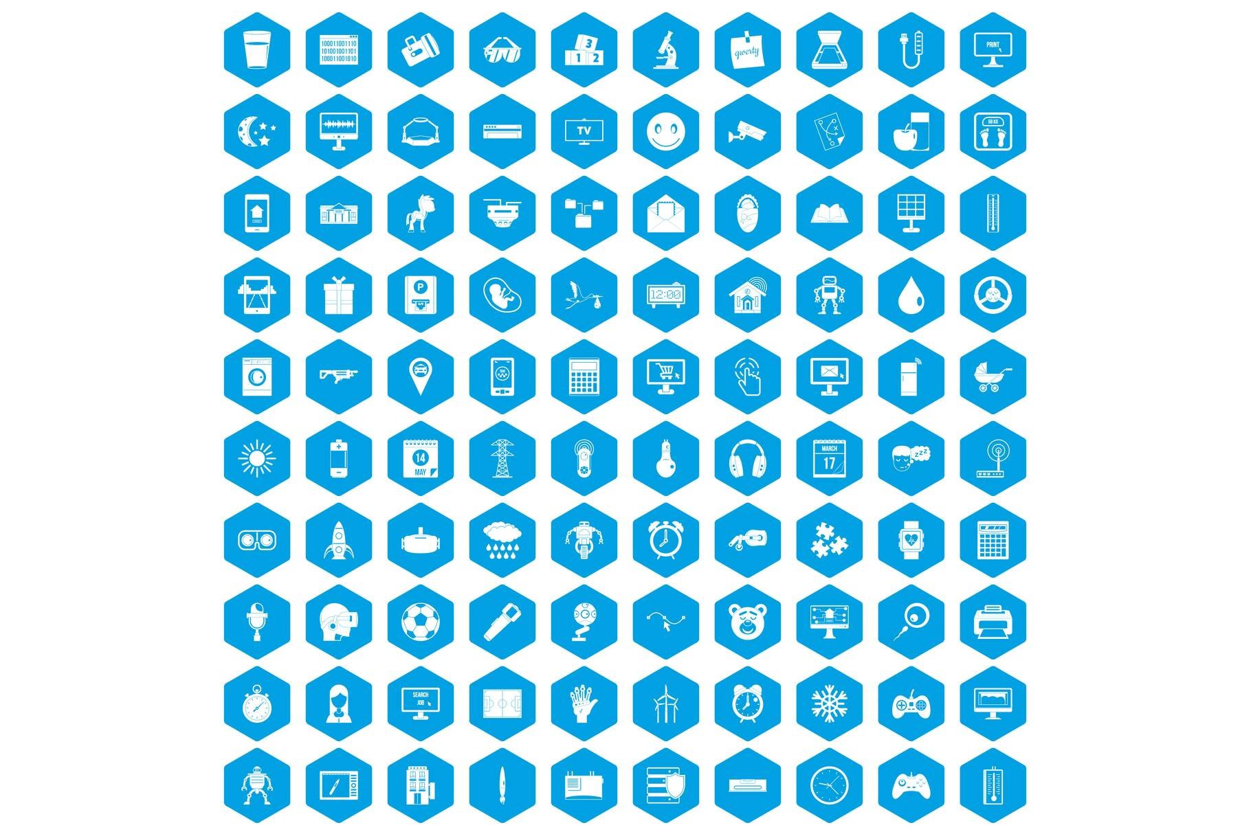 100 app icons set blue cover image.