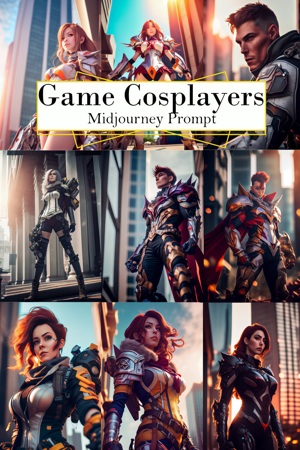 Game Cosplayers Midjourney Prompt pinterest preview image.