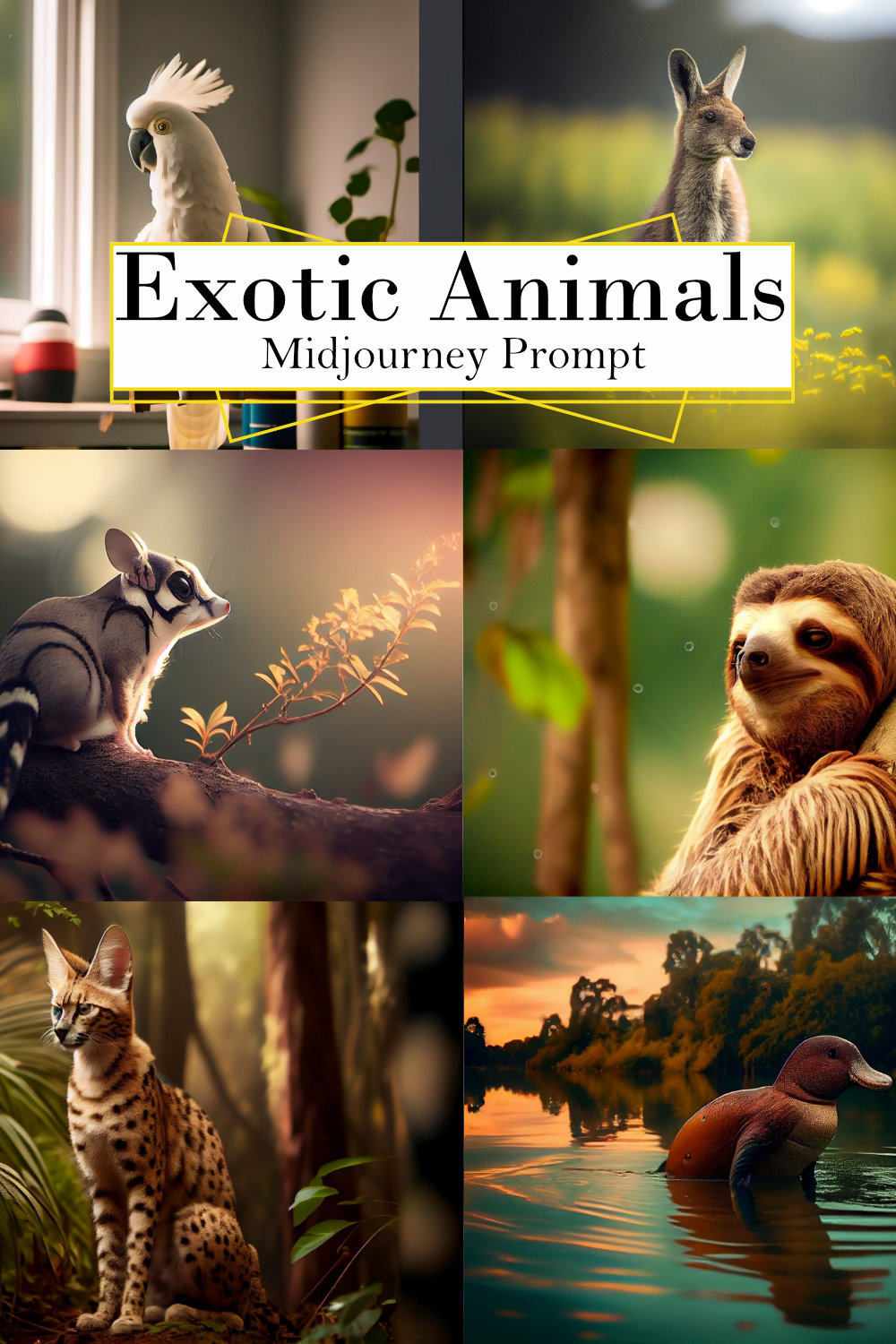 Exotic Animals Midjourney Prompt pinterest preview image.