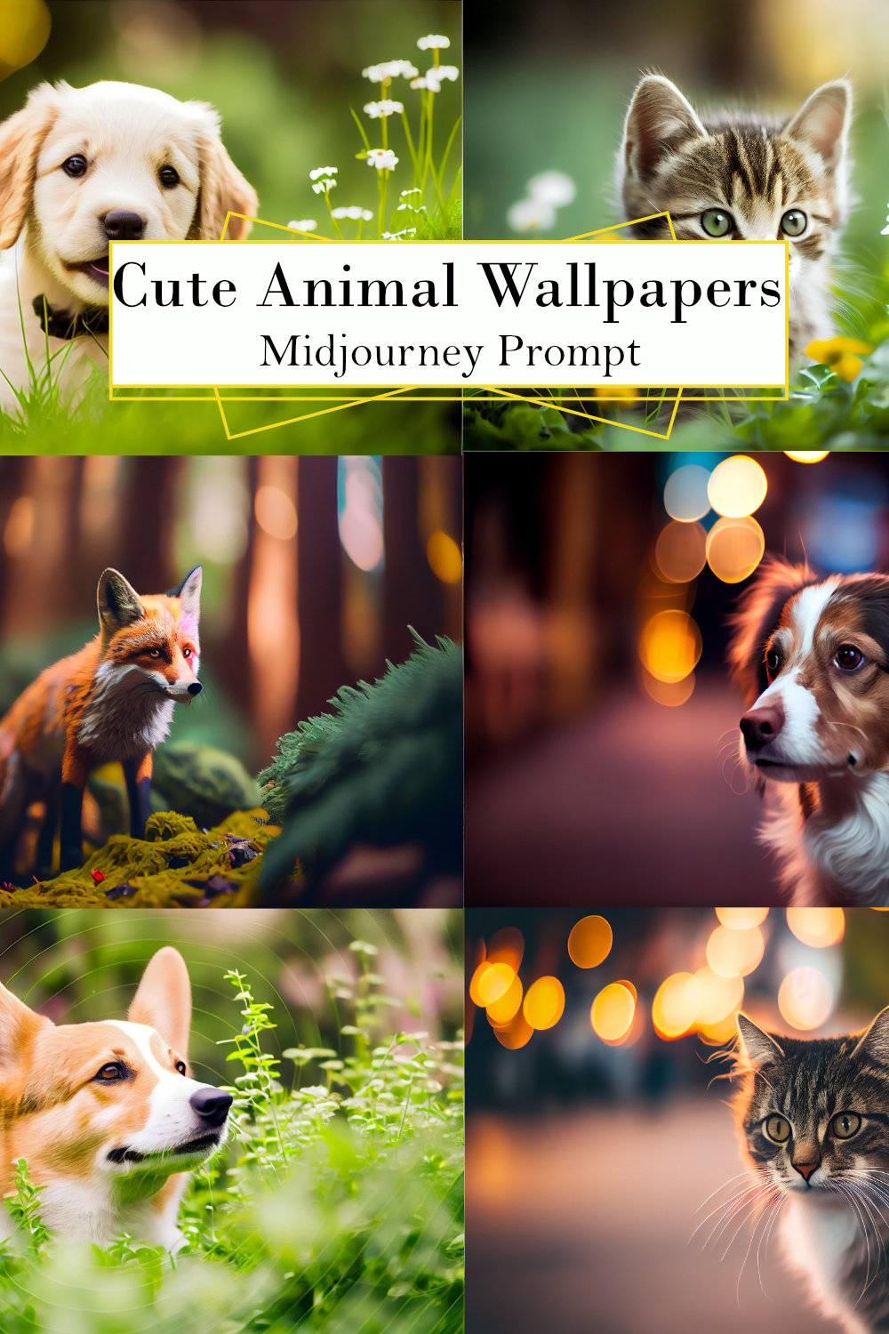 Cute Animal Wallpapers Midjourney Prompt pinterest preview image.