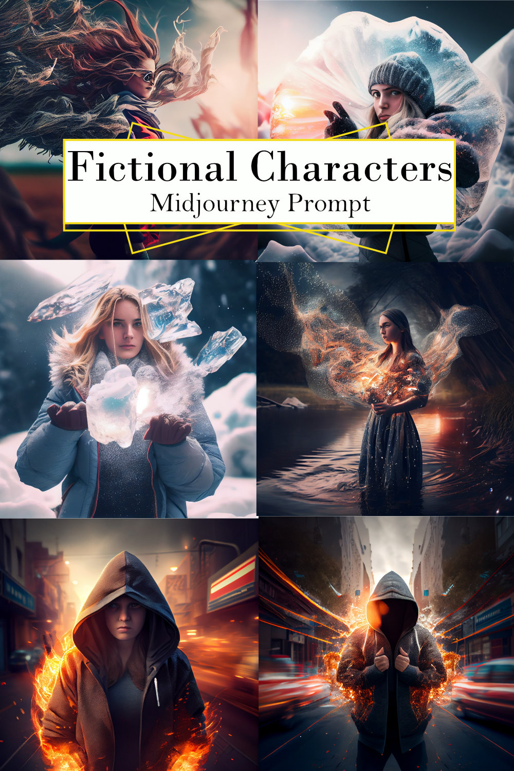 Fictional Characters Midjourney Prompt pinterest preview image.