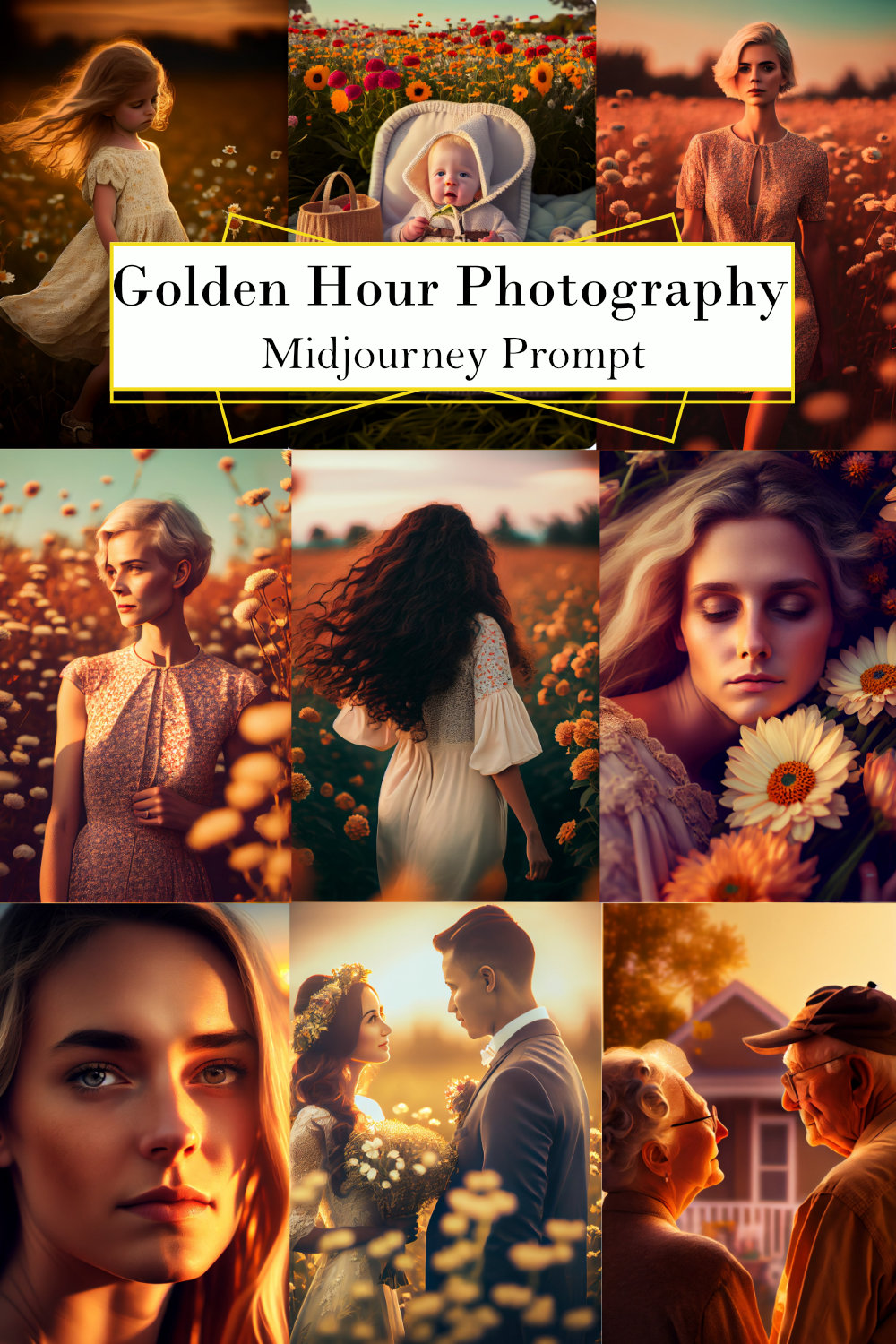 Golden Hour Photography Midjourney Prompt pinterest preview image.