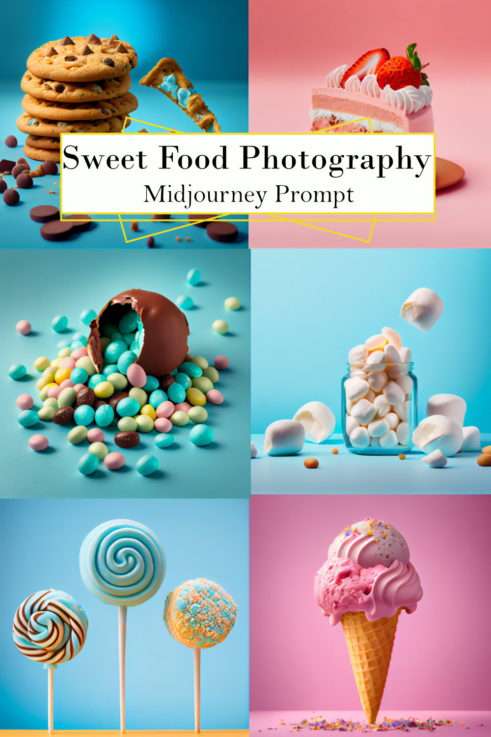 Sweet Foods Photographs Midjourney Prompt pinterest preview image.