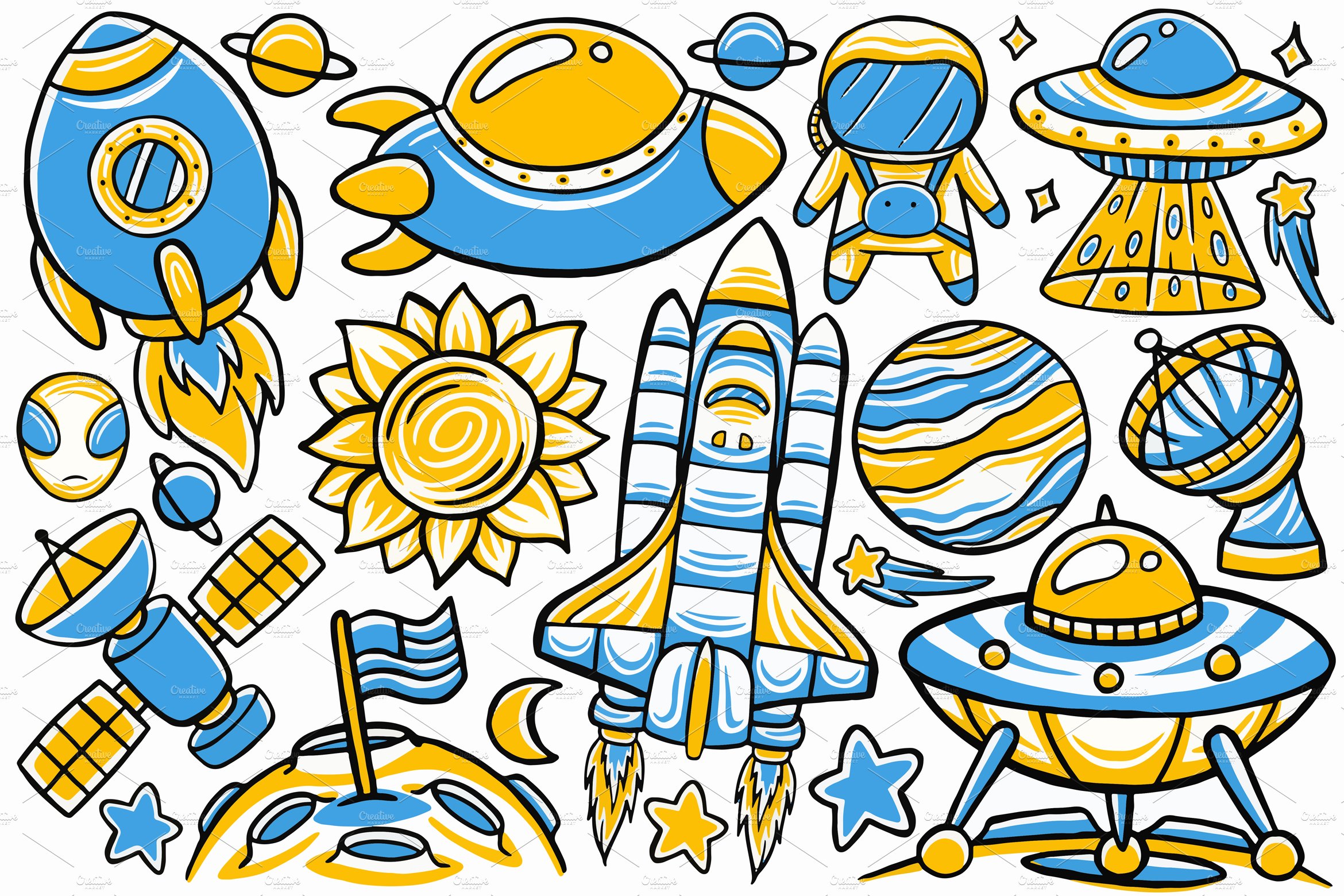 Space Doodle Vector Pack preview image.