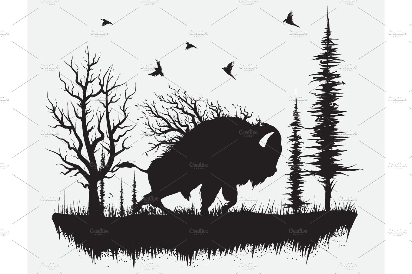 Buffalo walking in the forest cover image.