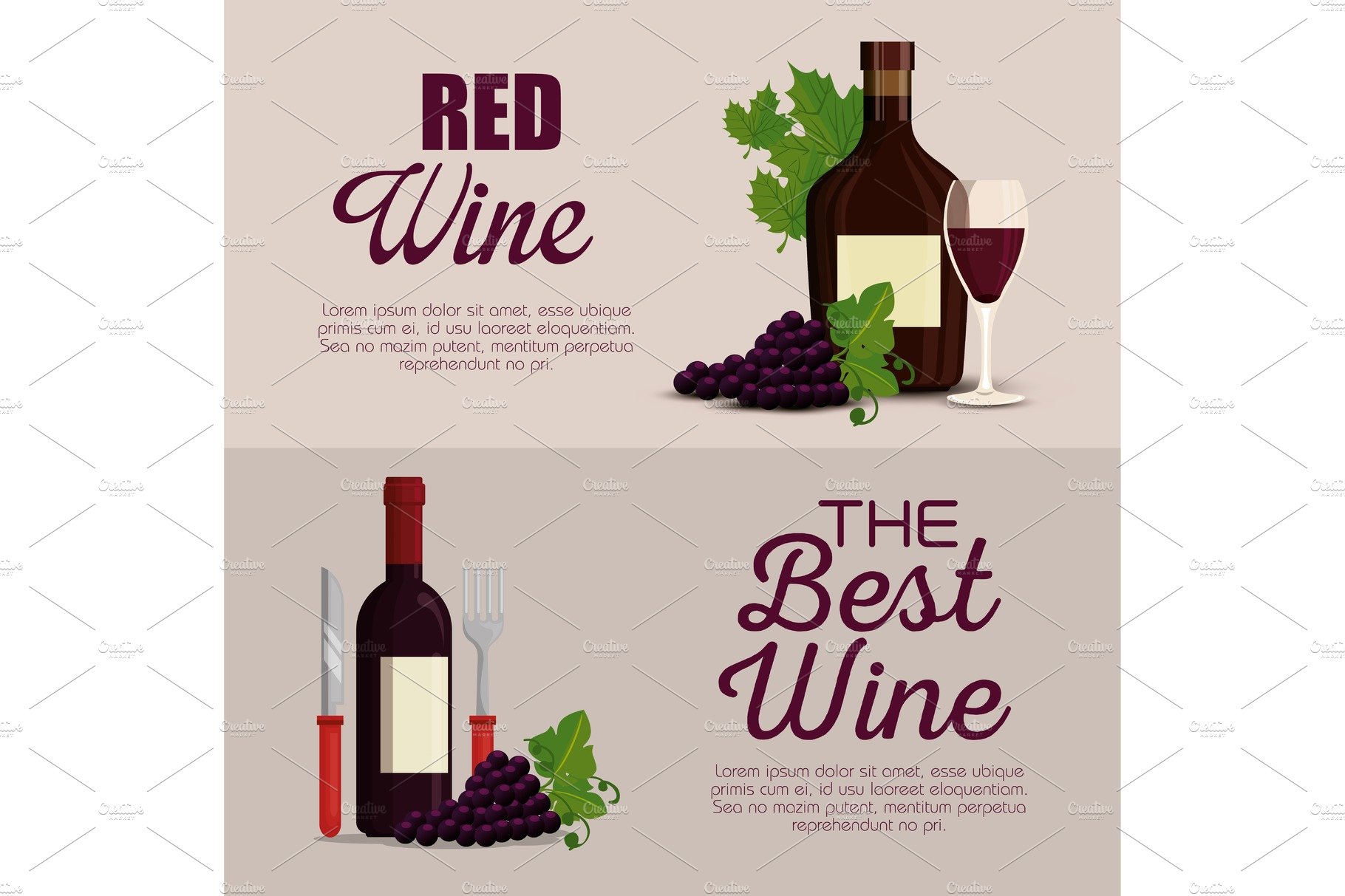 red wine set icons cover image.