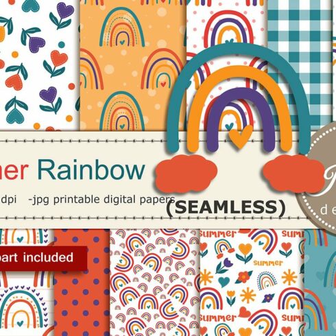 Rainbow Digital Papers and Clipart cover image.