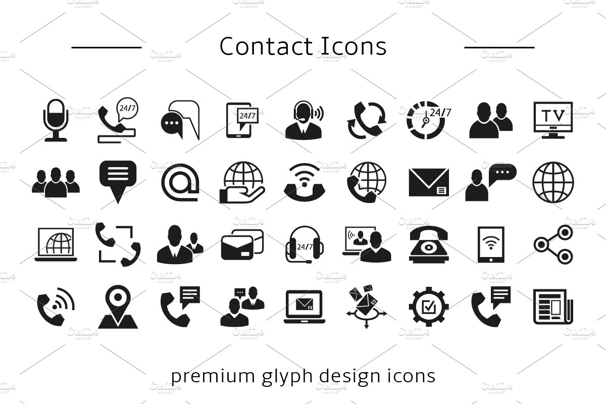 Contact and Communication Icons Set preview image.