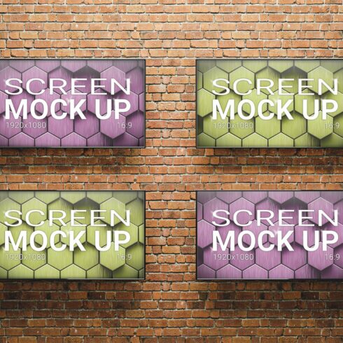 3 Modern TV Mock Ups on Brick Wall cover image.