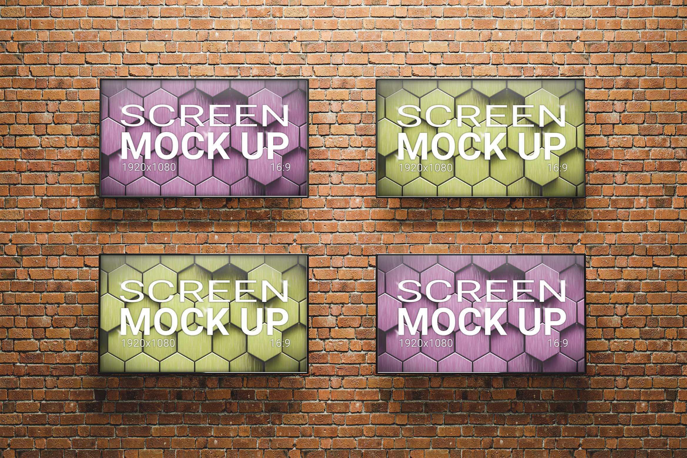 3 Modern TV Mock Ups on Brick Wall cover image.