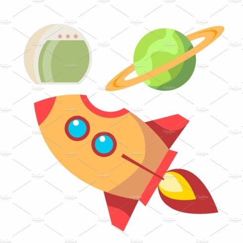 Rocket Space Icons Vector. Spaceship cover image.