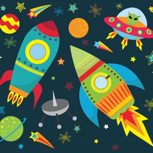 Outer space clipart cover image.