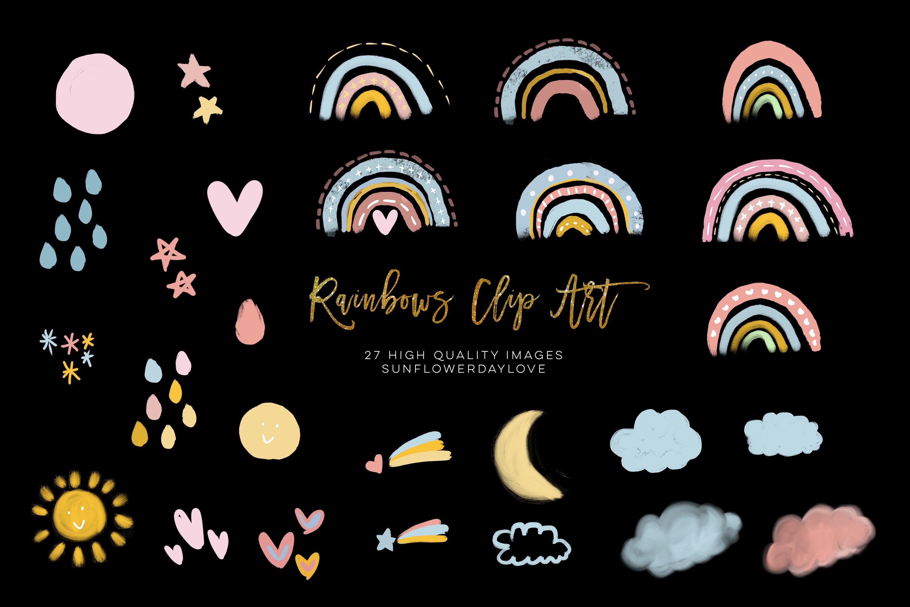 ca041 rainbows clip art cover black 944