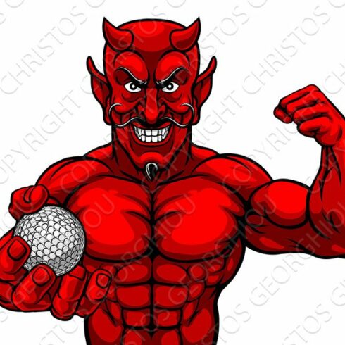 Devil Golf Sports Mascot Holding cover image.