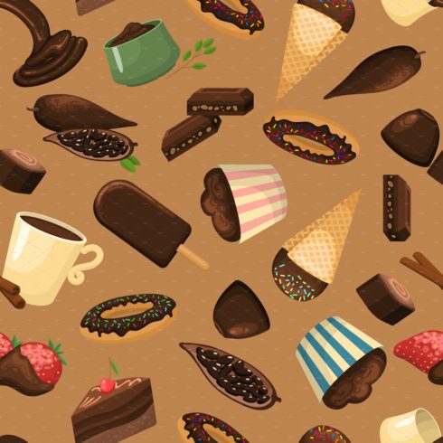 Sweet chocolate vector pattern cover image.