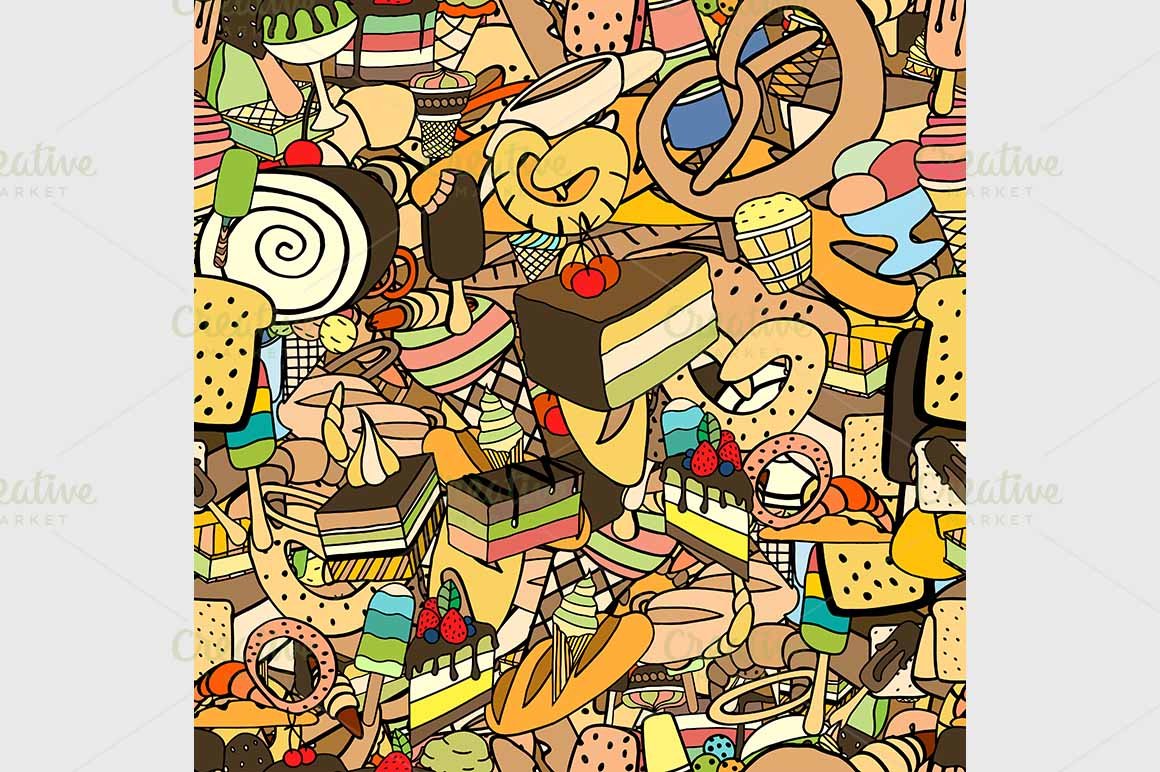 Seamless pattern of ice-cream cover image.