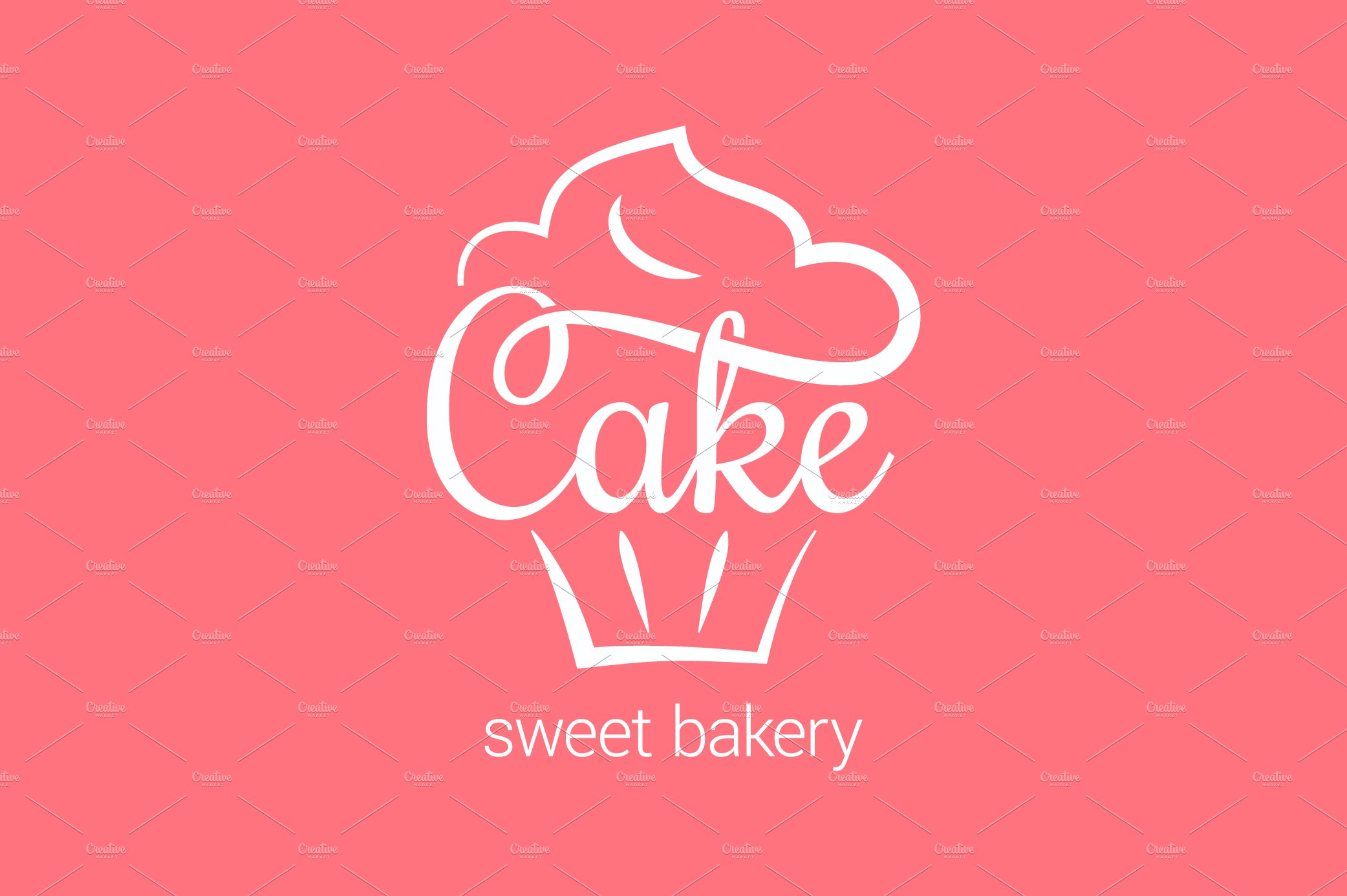 Cake logo of bakery. Cupcake dessert cover image.