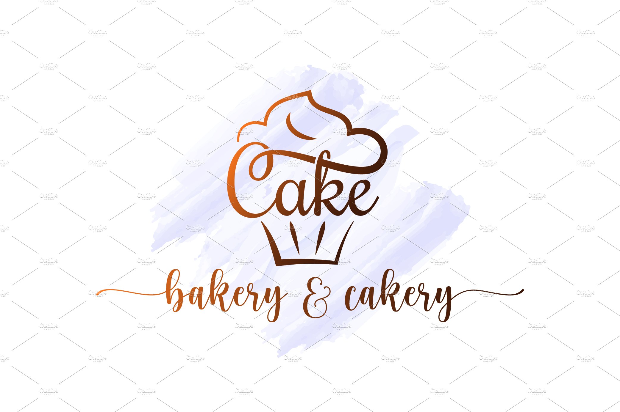 Cake logo of bakery. Cupcake dessert cover image.