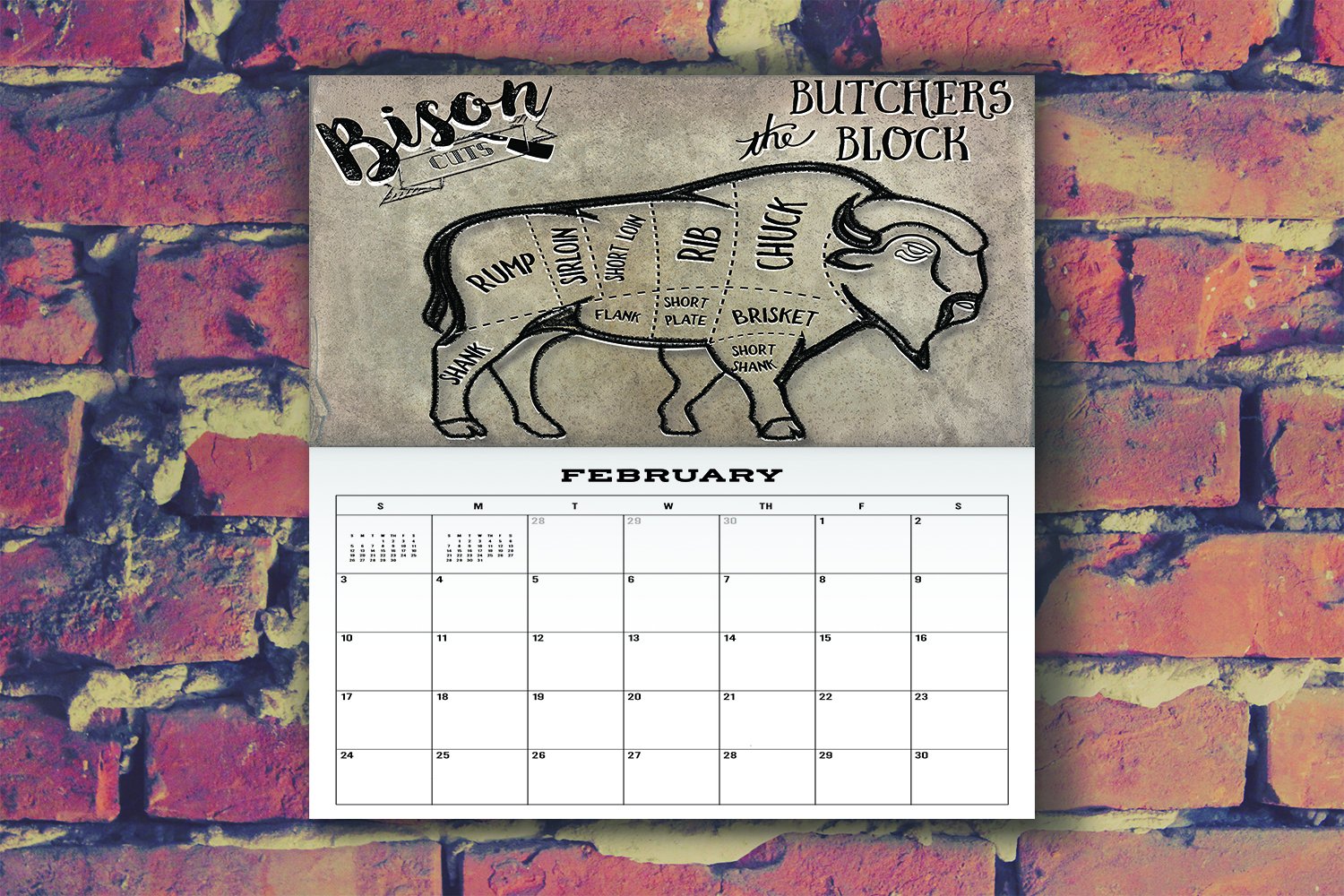 calendar mockup horizontal bison 848