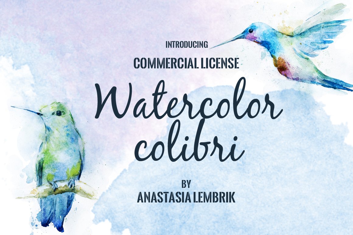 Watercolor colibri set cover image.