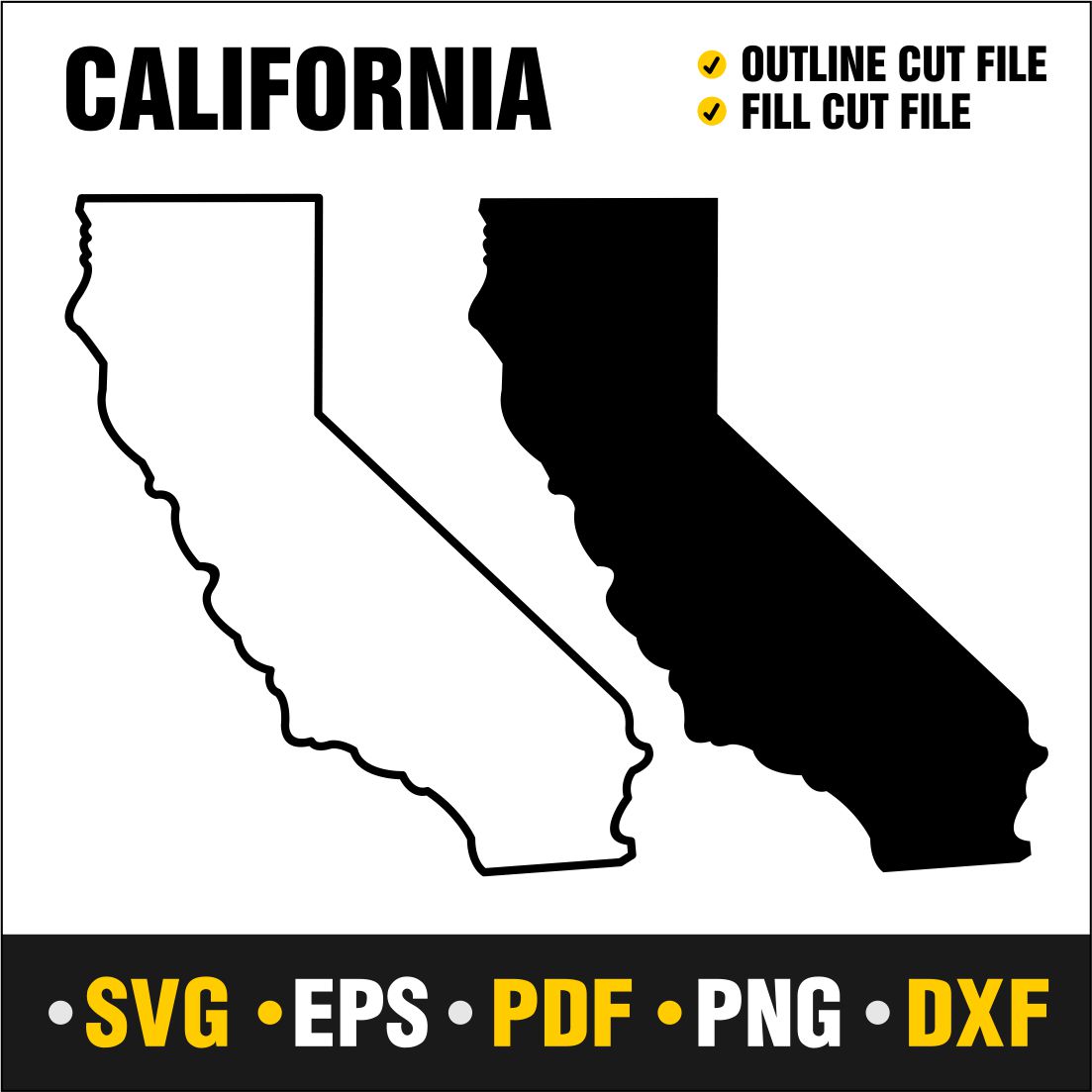 California SVG, PNG, PDF, EPS & DXF cover image.