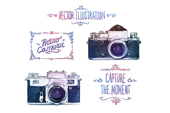 Vector watercolour cameras (set1) cover image.