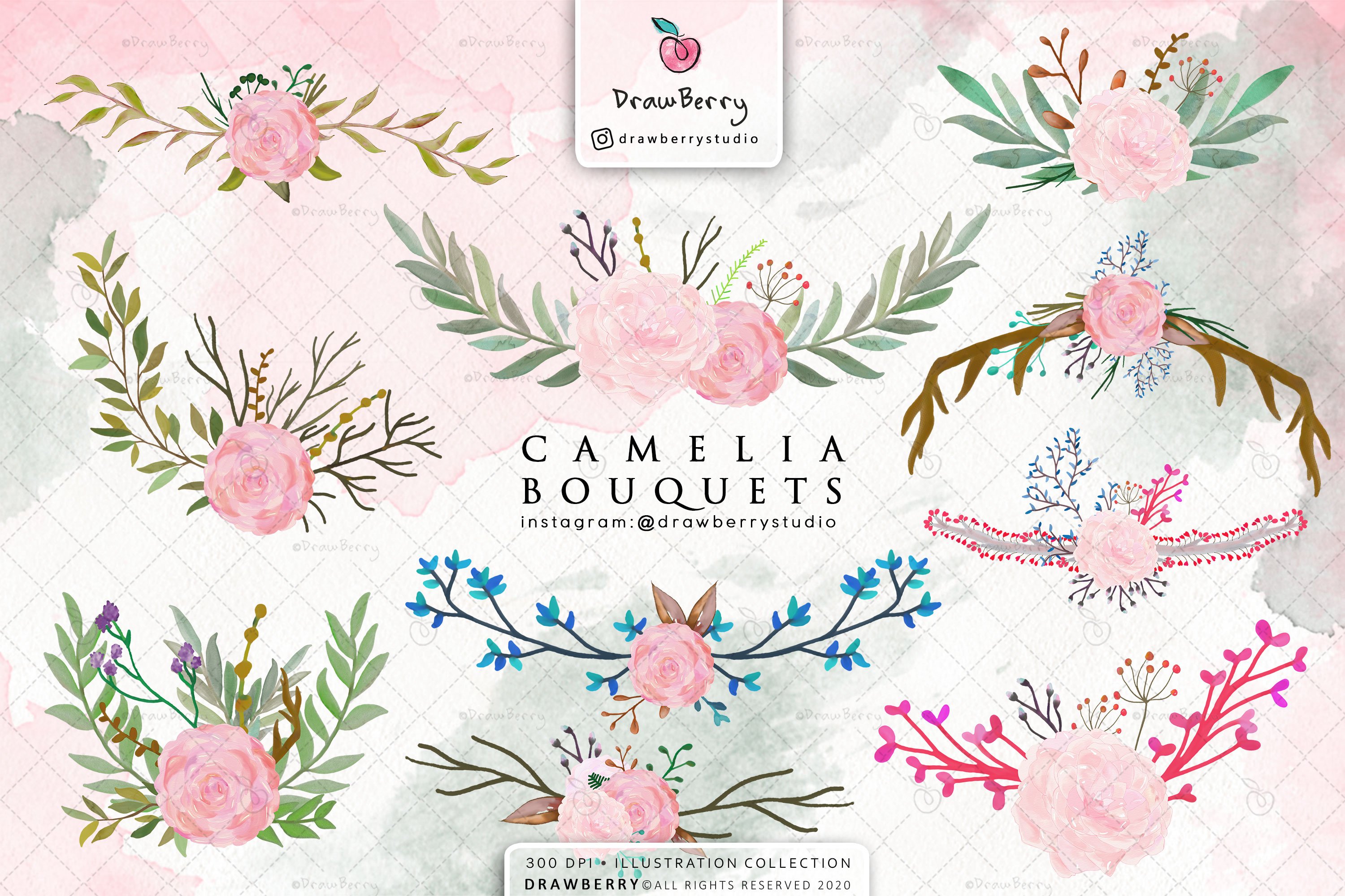 Watercolor Camellia Flowers CP034 cover image.