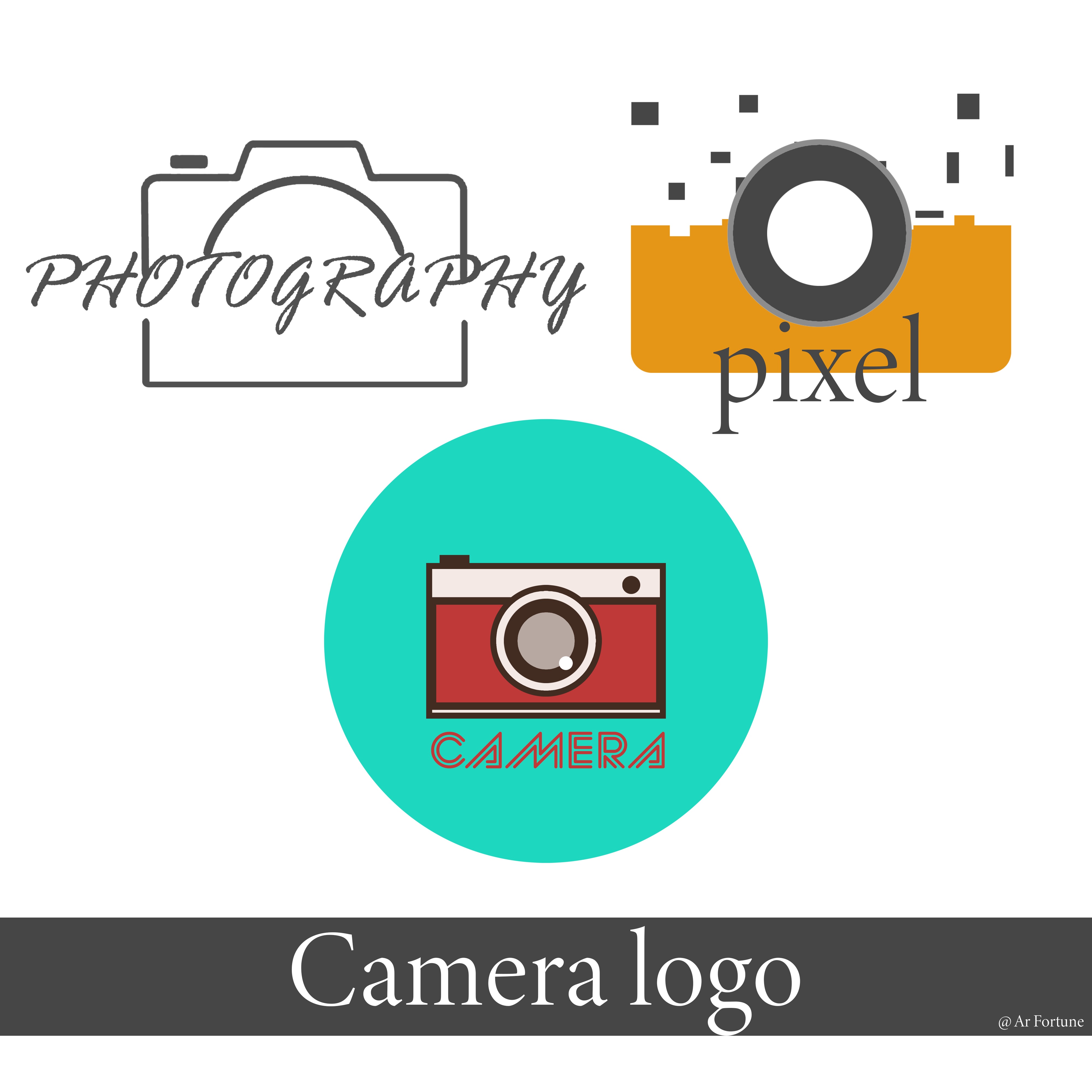 Camera logo is shown in three different colors.