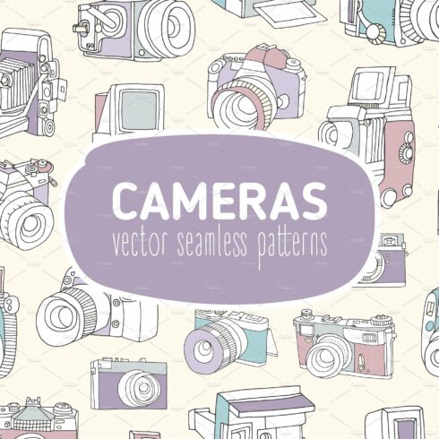seamless pattern with photo cameras cover image.