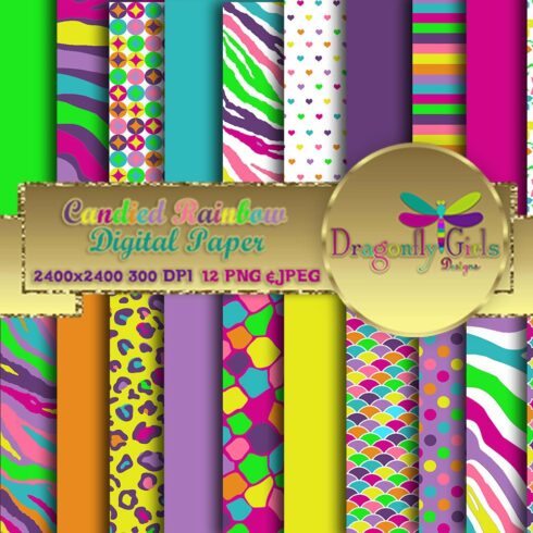 Candied Rainbow Digital Paper Pack cover image.