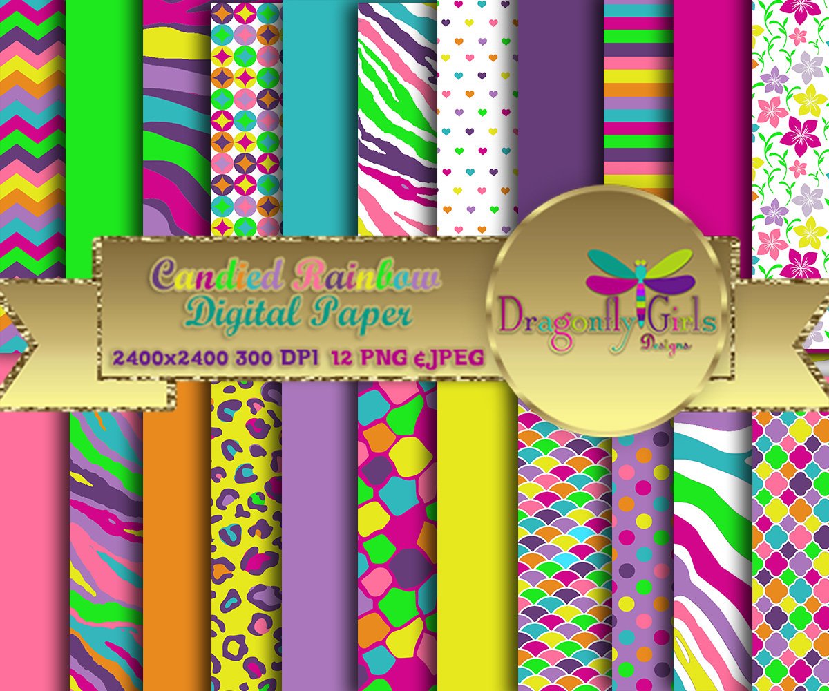 Candied Rainbow Digital Paper Pack cover image.
