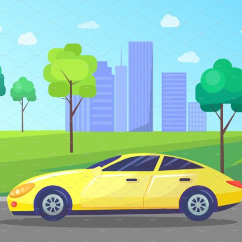 Cityscape with Car on Road, Skyline cover image.