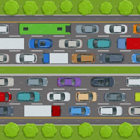 Superhighway top view. Map of cars cover image.