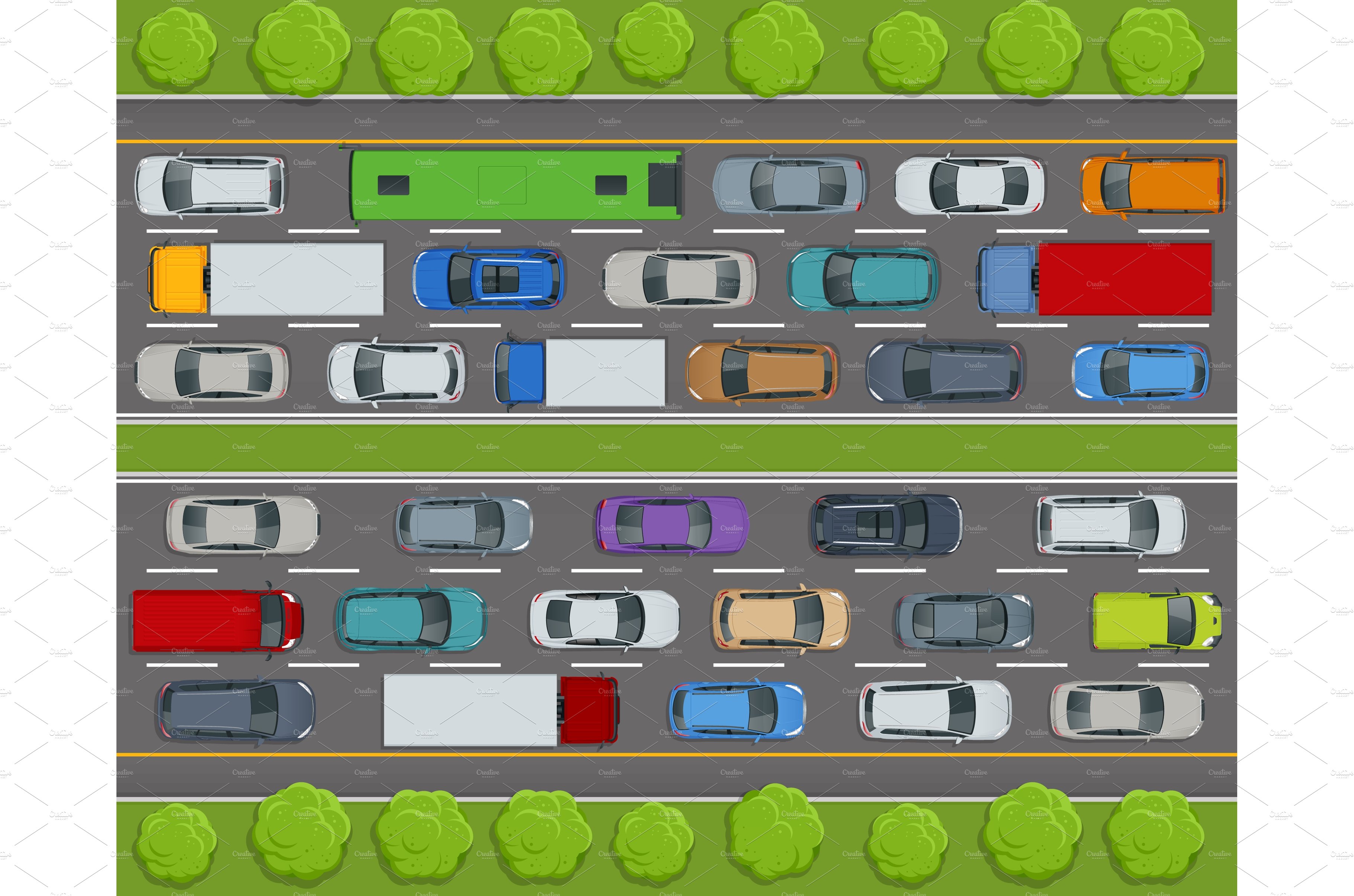 Superhighway top view. Map of cars cover image.
