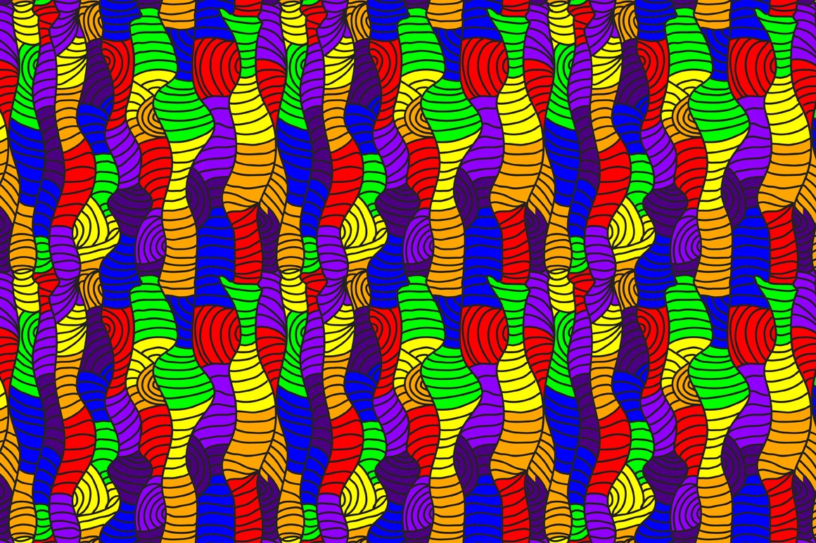 Wave Patterns in Rainbow Colors preview image.