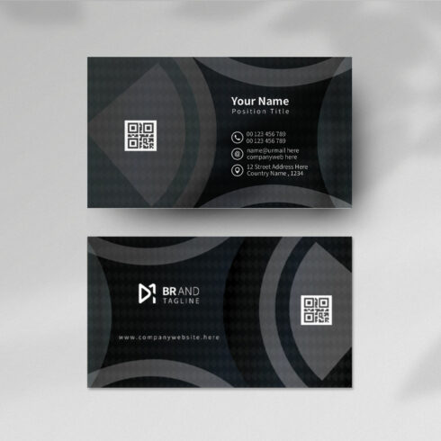 Abstract black business card design template cover image.