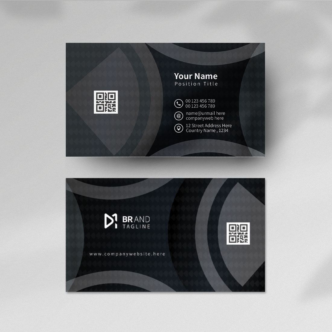 Abstract black business card design template cover image.