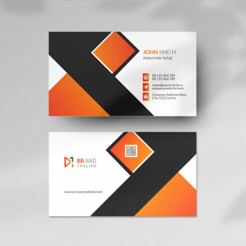 Orange color professional business card template design cover image.