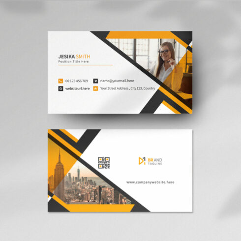 Yellow modern name card template cover image.