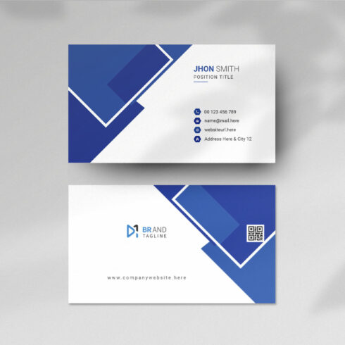 Blue color visiting card design template cover image.