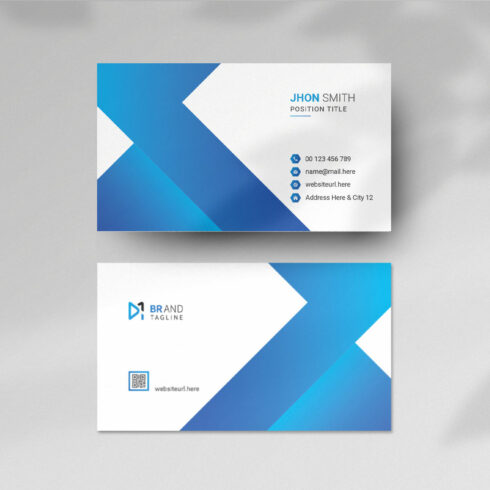 Clean and blue business card design template cover image.