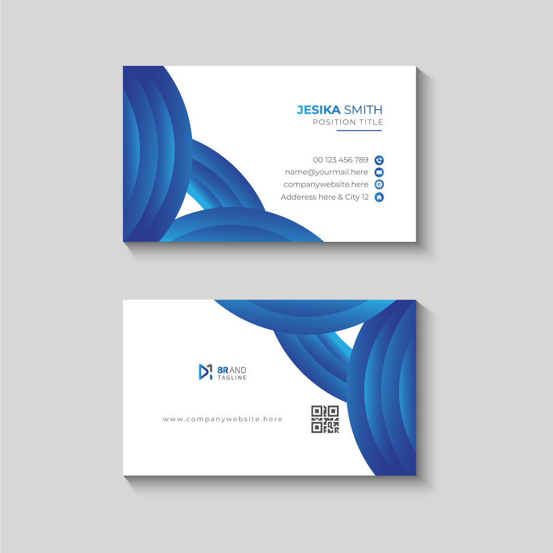 Business card design template preview image.