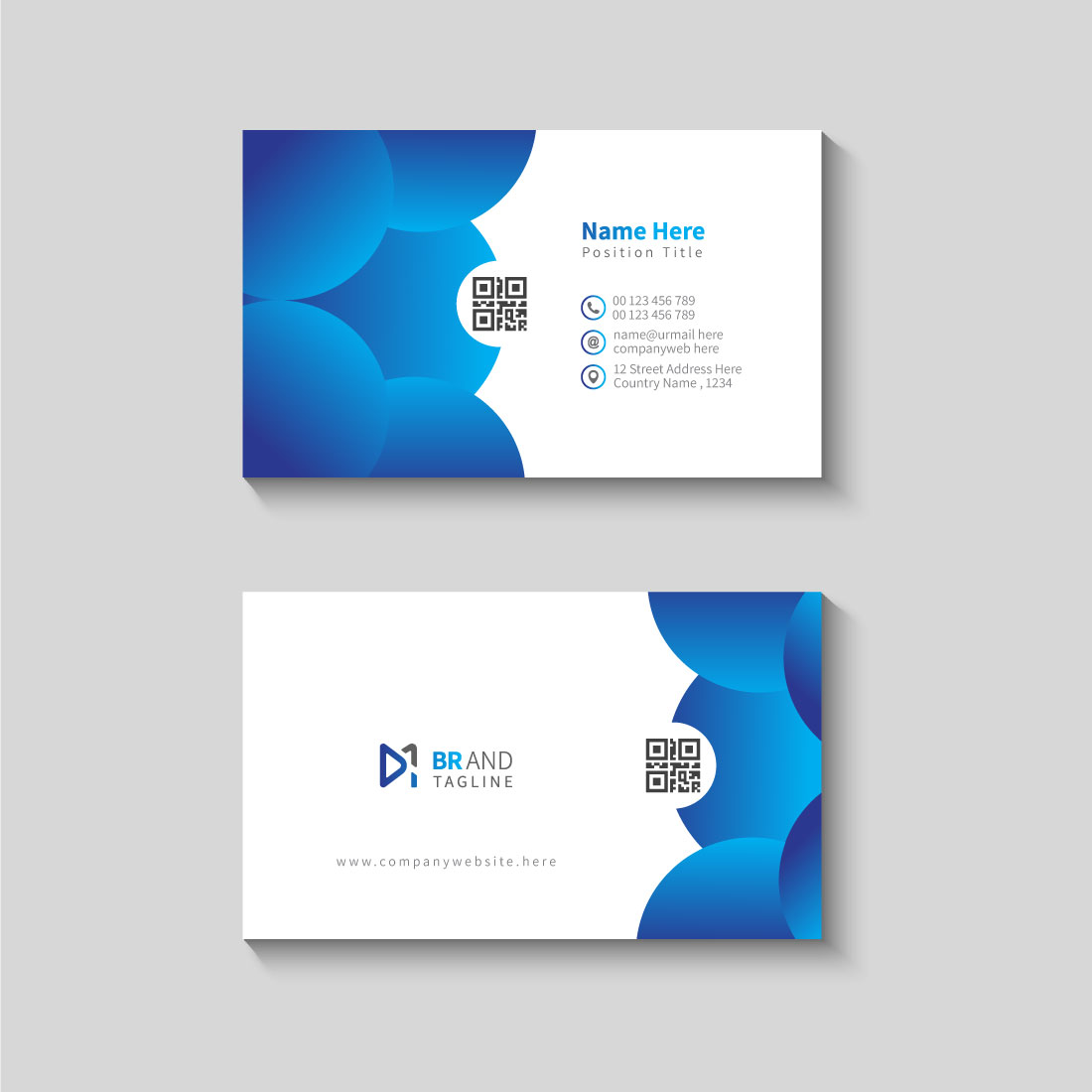 Blue elegant corporate card design template preview image.